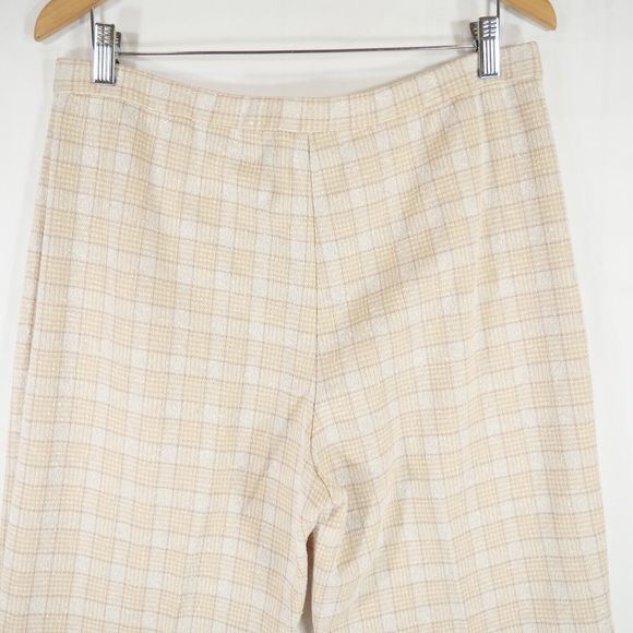 Vintage Usia Women's Tweed Dress Pants Cream Tan Elastic Waist Polyester Size 16 - Picture 6 of 11